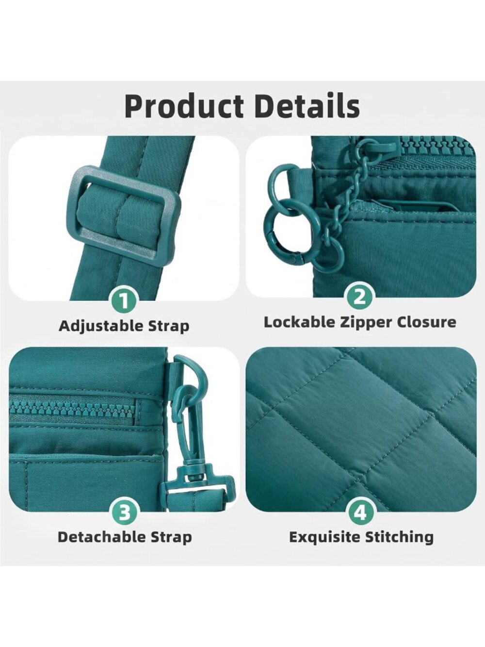 Trendy Small Crossbody Bag for Women, Puffer Nylon RFID Purse, Stylish - Picture 7 of 8